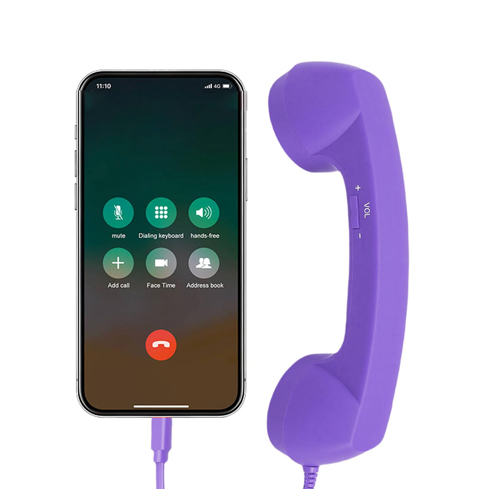 Combiné Téléphonique 3,5 Mm, Récepteur de Téléphone Portable Vintage, Microphone, Haut-Parleur, avec Adaptateur 3,5 Mm vers USB C, combiné Rétro pour Téléphone Portable (Purple)