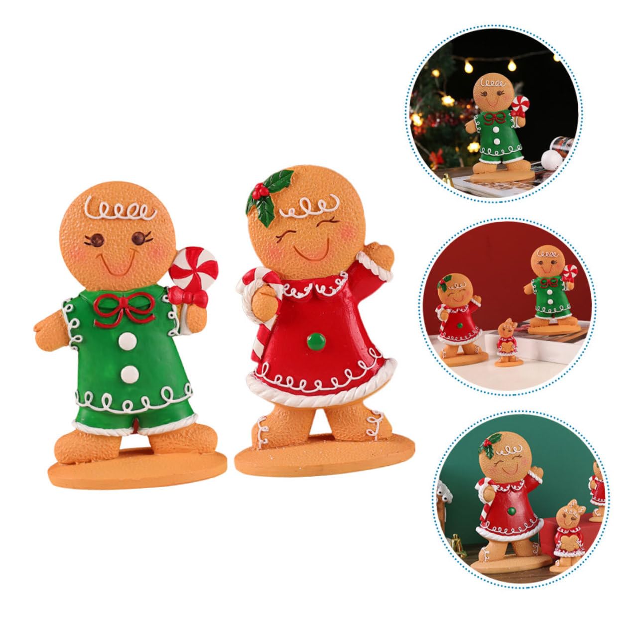 UKCOCO 2piezas Adorno Navideño de Hombre de Jengibre Decoración de Mesa para Festivales de Miniatura para Ventana de Cocina o Escritorio Lindo Obsequio de Vacaciones