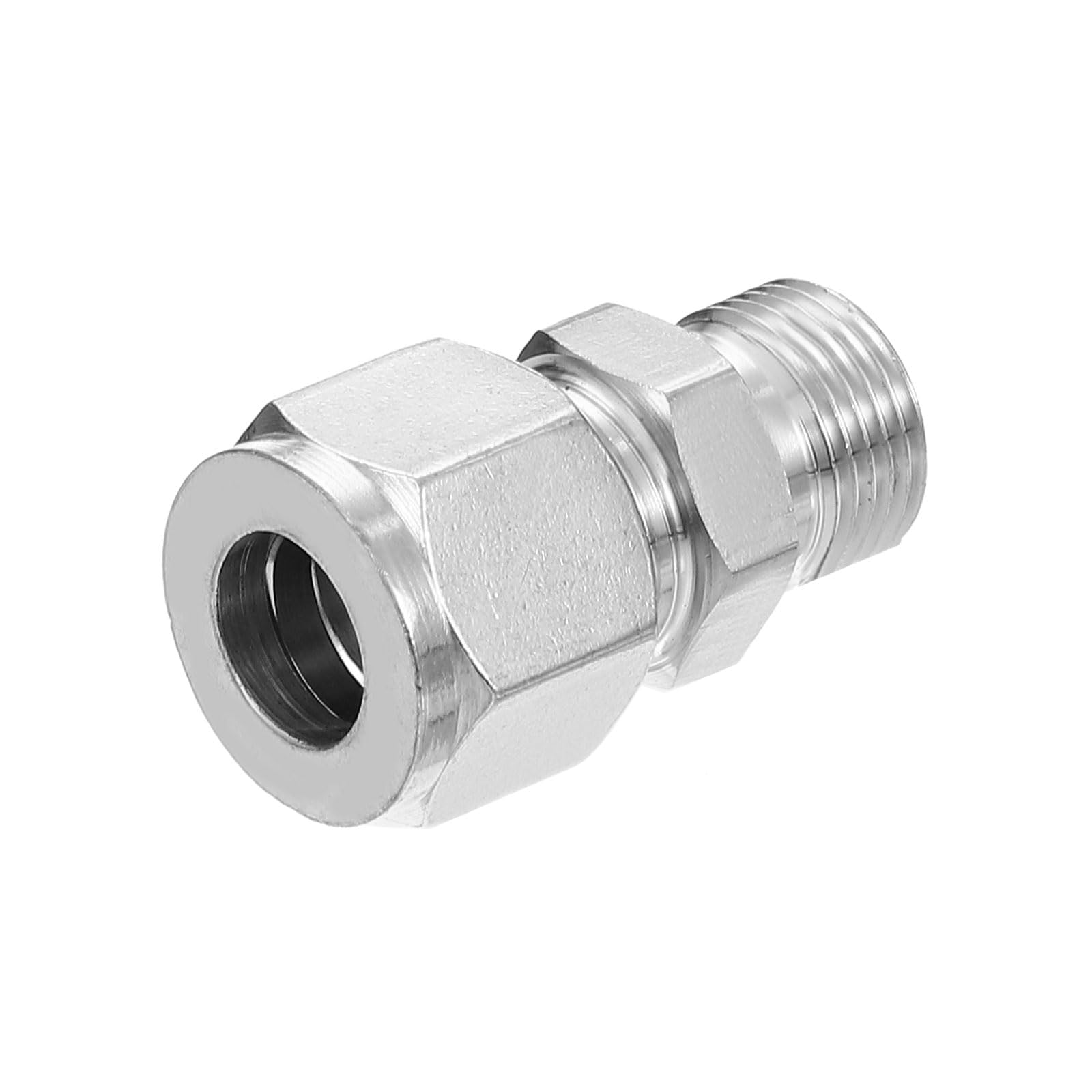 PATIKIL 3/8G x 12mm 304 Stainless Steel Compression Tube Fitting, Double Ferrules Compression Tube Fitting Straight Adapter Connect