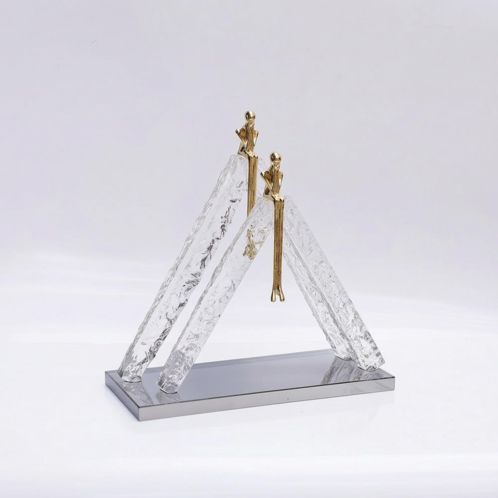 Gralara Figura con Base Espejo Transparente Escultura Geométrica Peculiar Estatua para Recibidor, Estantería