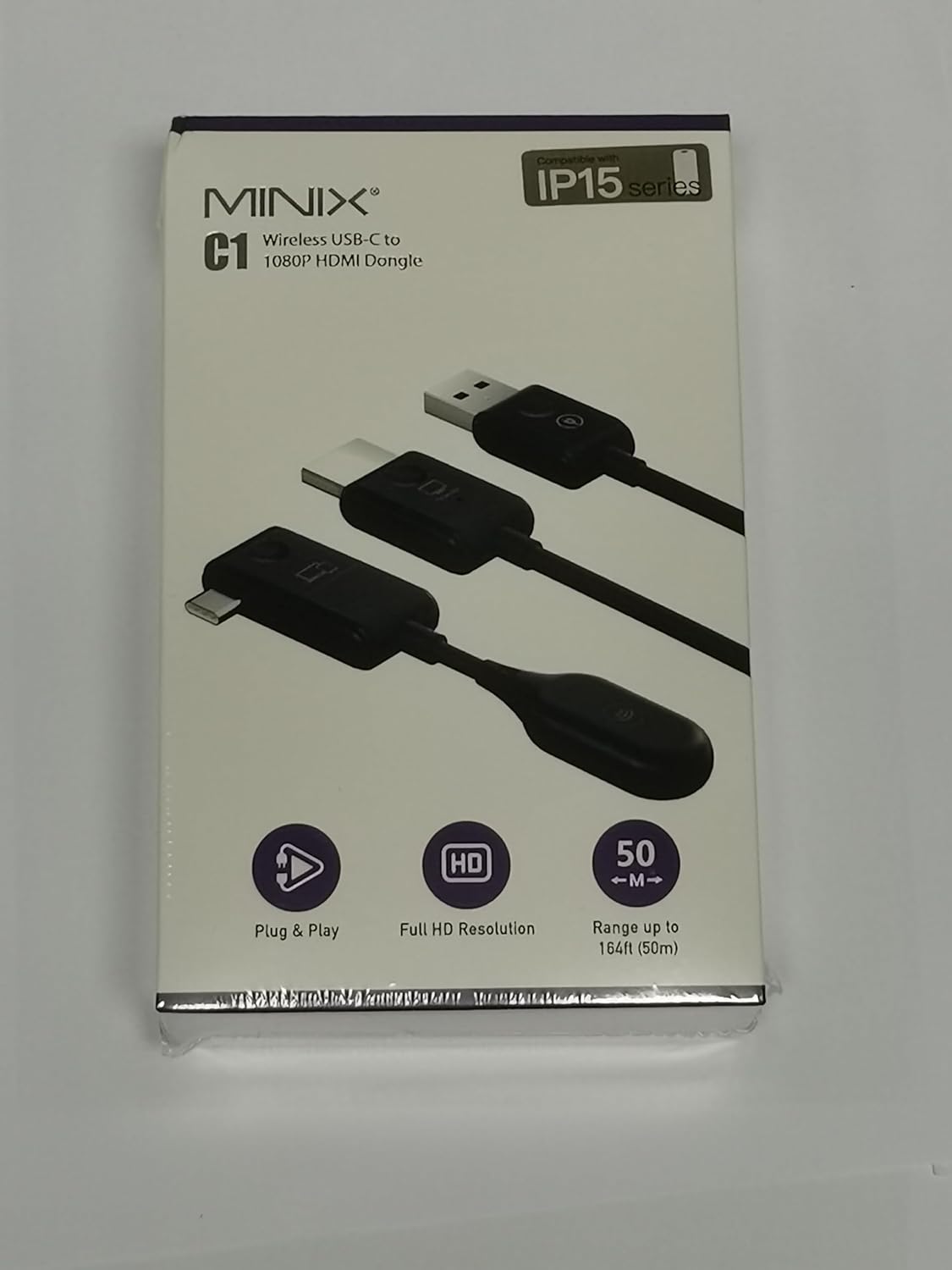 User plugging MINIX C1 Transmitter into a laptop, demonstrating instant swap and share