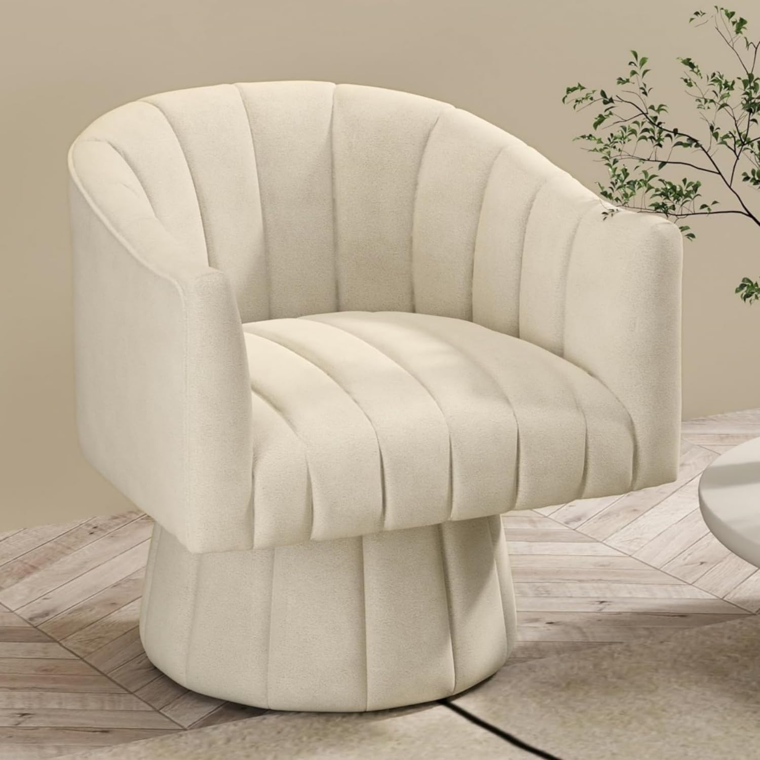 Modern Swivel Accent Chair, Velvet Corner Chair, Comfy Round Barrel Chair, Cozy Armchair for Living Room, Bedroom, Office Spaces - Lavender