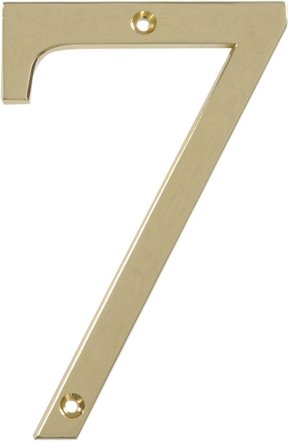 Distinctions 843157 House Number 7, Polished Brass Zinc Flush Mount Address Number, Modern Outdoor Address Sign for Front Door, Mailbox, Wall, or Plaque, 4 Inches