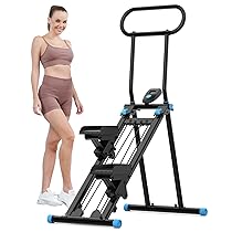 HXD-ERGO Vertical Climbing Machine, Stepper Pedale Portatile Pieghevole, Cross Trainer con Display LCD per Strumenti, Allenamento a Casa, Palestra, Manubrio Regolabile (Nero-blu)