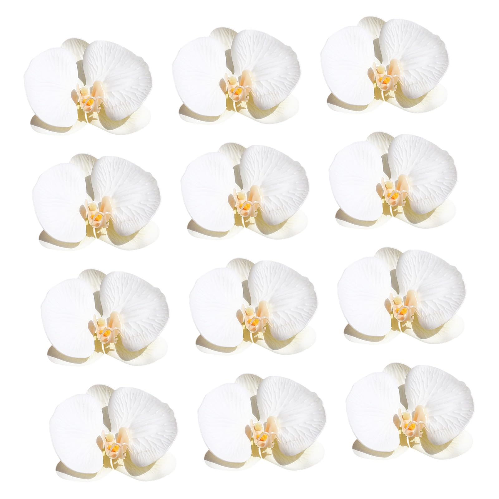 Apglsxy White Yellow Heart Beautiful White Orchids Flower Head Phalaenopsis Decoration For Wedding Centerpieces And Event Styling Party Blossomy Arrangements Silk Flower
