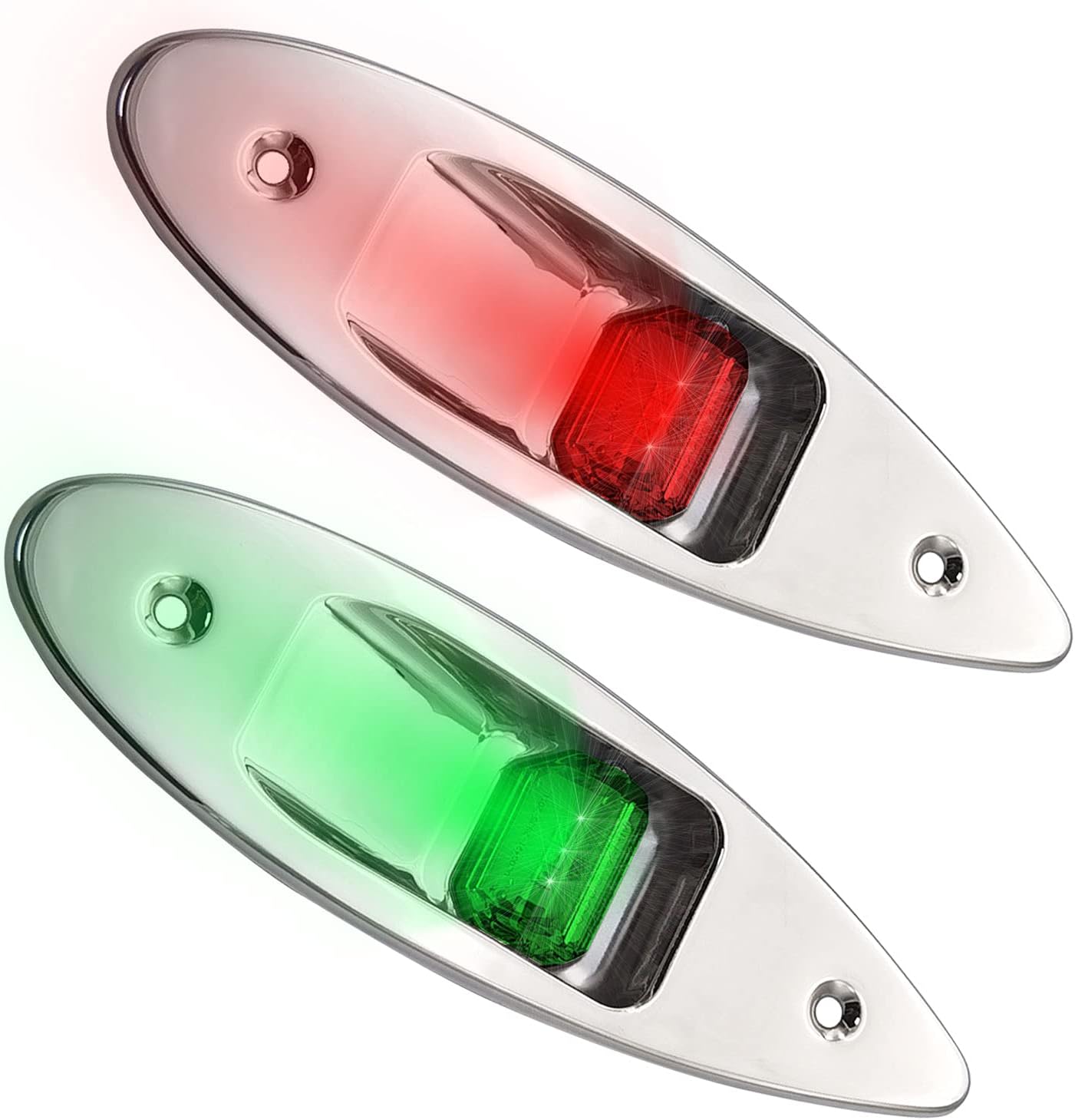 12V LED Navigation Boat Lights Teardrop Type Side Bow Light Waterproof Stainless Steel Shell Marine Boat Yacht Sailing Signal Warning Light visibility 2NM