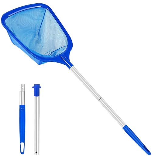 Hot Tub Pool Skimmer Net, Pond Net With 13'' Aluminum Pole, Deep Ultra Fine Mesh for Hot Tubs/Spas/fountain/Small Pools, Durable Aluminum Handle Leaf & Debris Cleaner for Above ground Inground Pool