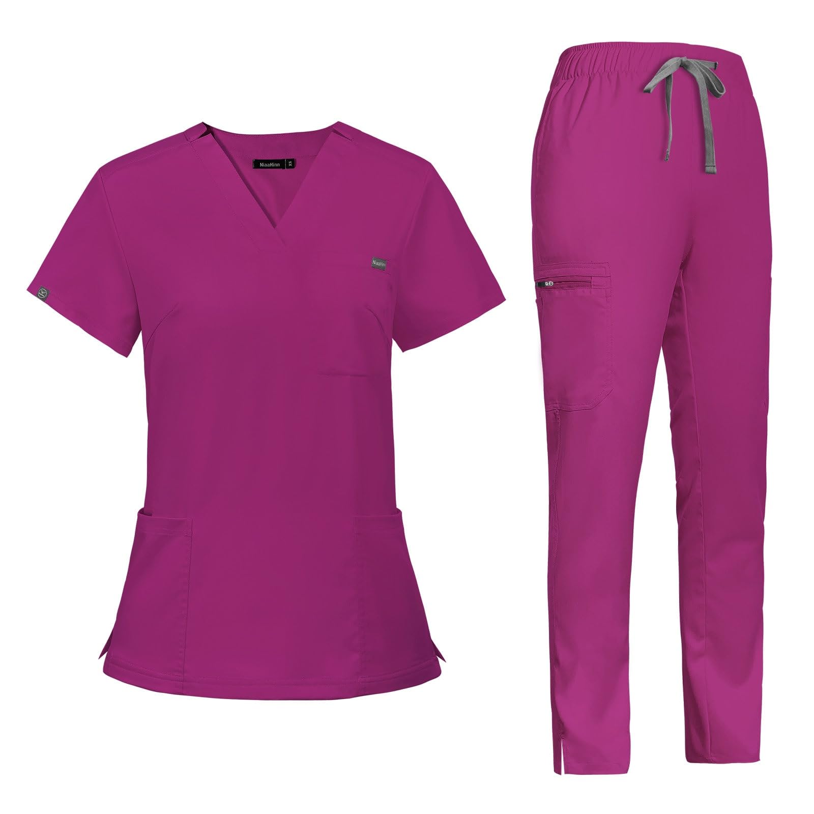 VIAOLI Scrubs for Women Set V-Neck Top and 8 Pocket Drawstring Scrub Pant - Women Scrub Set Uniform