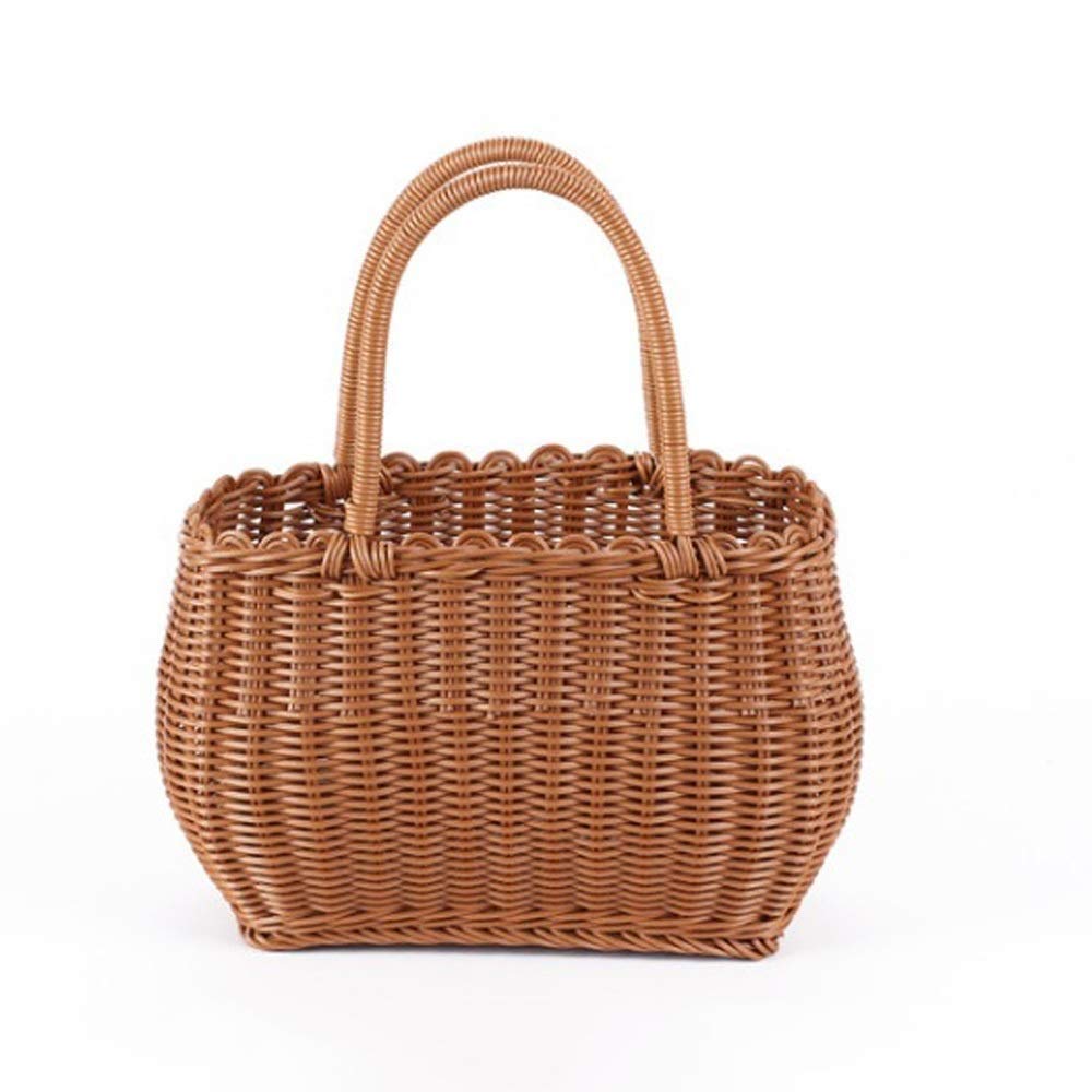 Storage Basket,Wicker Gift Baskets Empty Oval Willow Woven Picnic Easter Candy Wine with Handle Egg Gathering Wedding