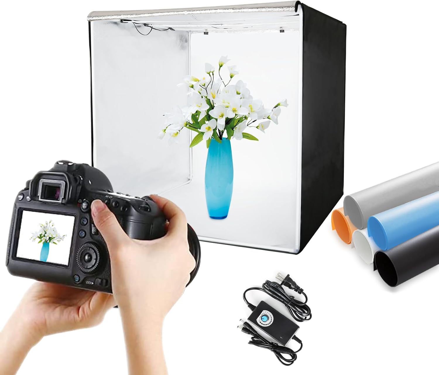 Light Box Photography 16"x16", LTRINGYS Professional Dimmable Photo Studio Light Box with 126 LEDs, Photo Booth Shooting Tent Kit with 5 Color Backdrops for Product Photography,CRI >95