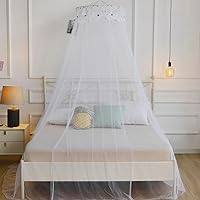 Vista 5 de Toldo de Cama con Mosquitera para Niñas, Cortinas de Cama King con Dosel Tamaño Queen desde el Techo, Tienda de Cama de Red Mosquitera Cúpula Toldo