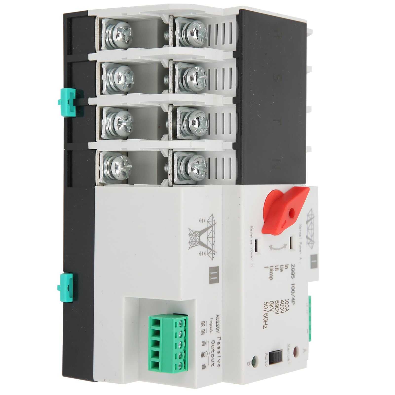 Interruttore di Trasferimento Automatico, ZGQ5-100/4P Switch di Trasferimento a Doppia Alimentazione, Alimentazione di Backup Funzionerà Immediatamente Quando L'Alimentazione Normale è Anomala