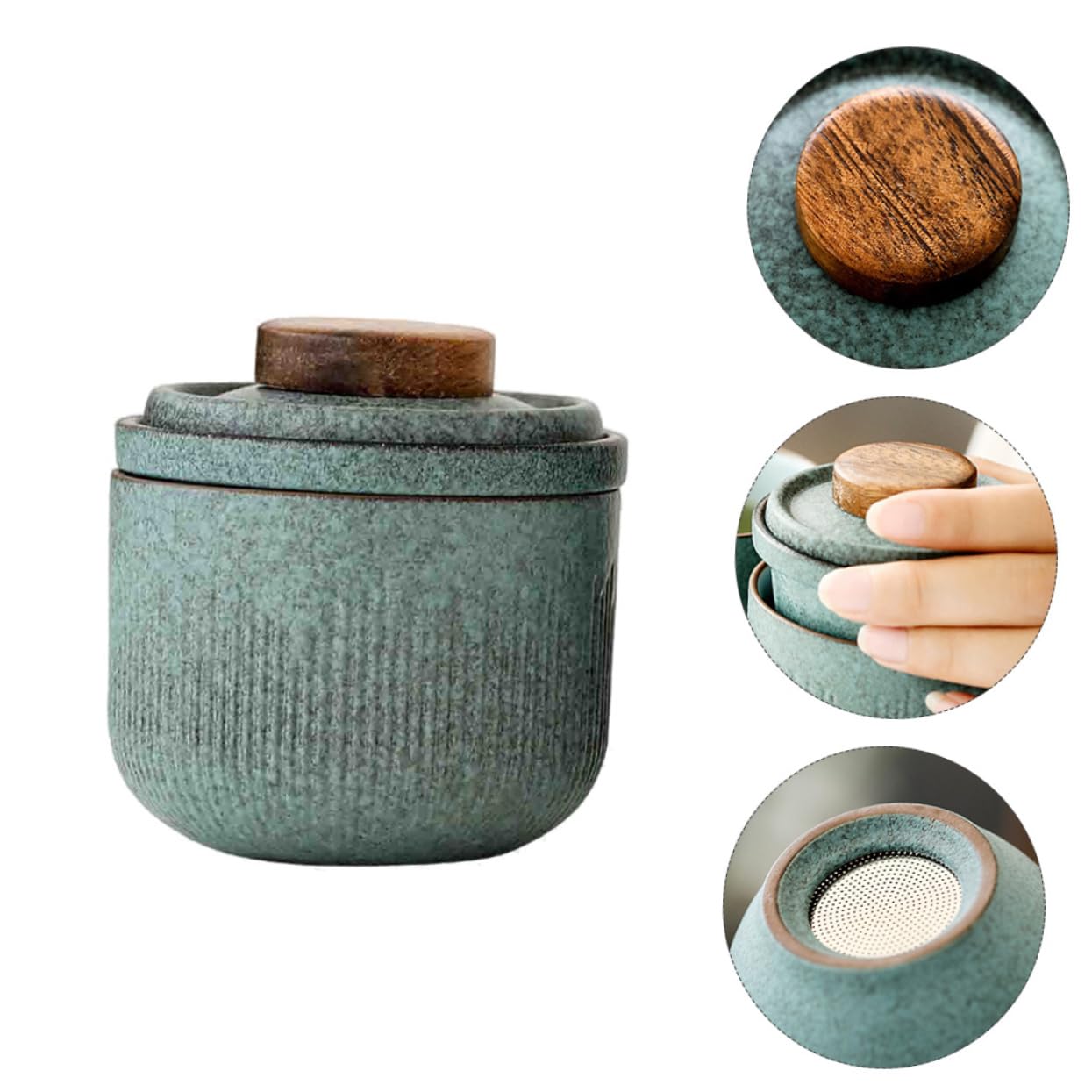 Juego de té portátil con filtro automático, tetera de cerámica para viaje.