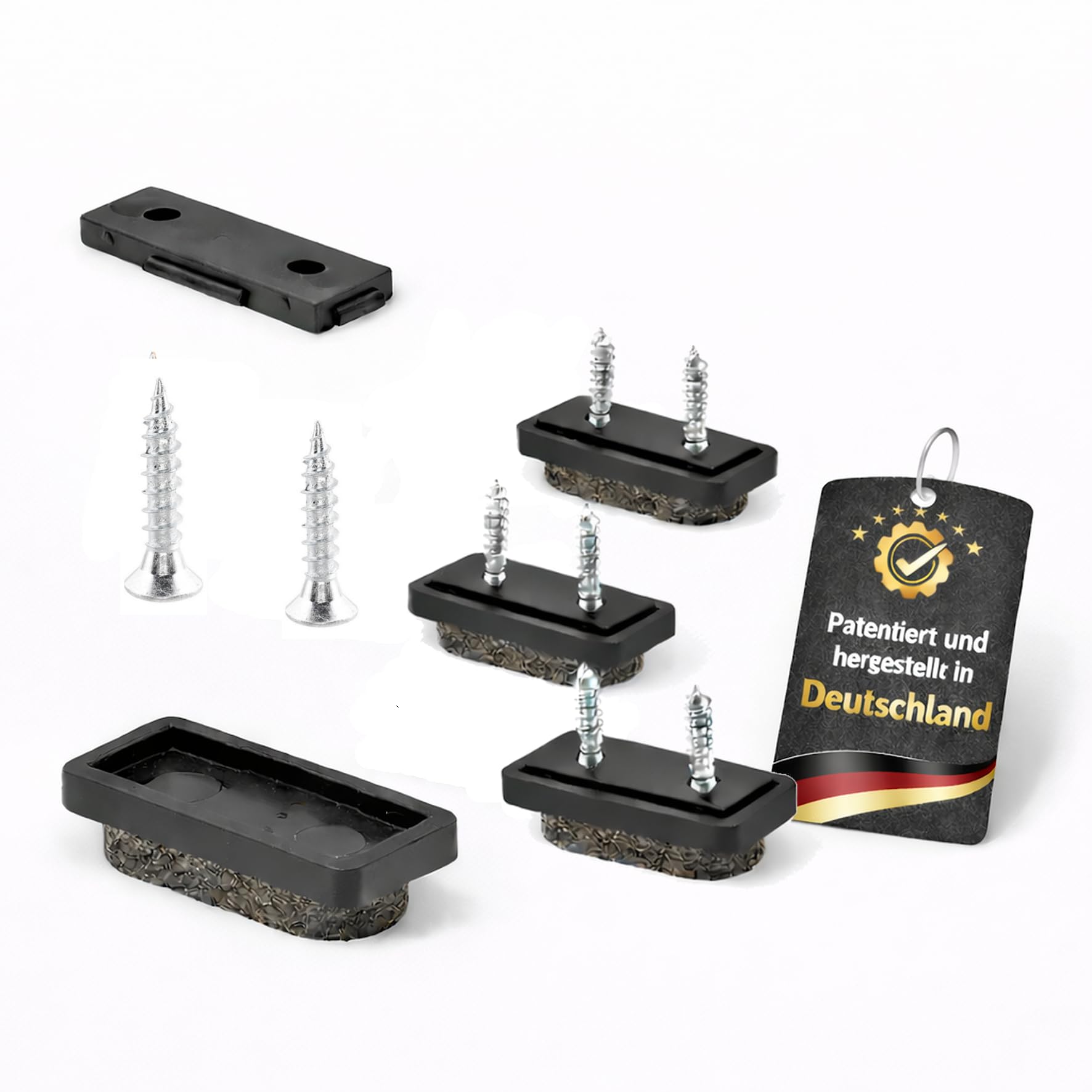 Wagner QuickClick® Filzgleiter Stuhlgleiter 16tlg Set zum Anschrauben - 4X Basis + 8X Schraube + 4X Gleitaufsatz austauschbar - Wollfilz Ultrasoft - Einsatz 32 x 15 mm - Made in DE - 15782800