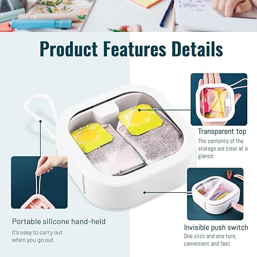 Miniatura 3 de Joyero portátil pequeño con correa de silicona, prensa para abrir, soporte para hisopos de algodón, organizador de corbatas para el cabello,