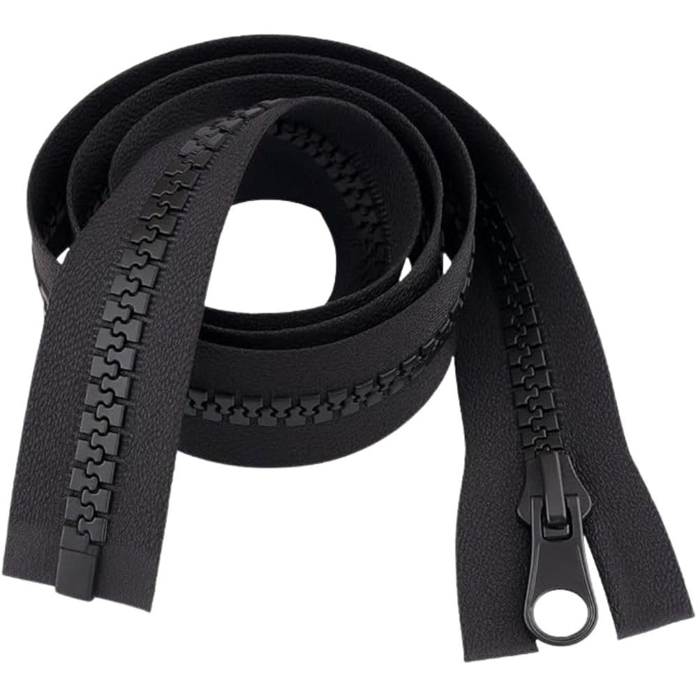 Open-Ended Chunky Zip Black 40" (101.5cm) - Heavy-Duty #5 Plastic Teeth Separating Zipper for Sewing & Repairs: Coats, Jackets, Sleeping Bags, Tents & Heavy Outerwear by Giddy Square — image 1