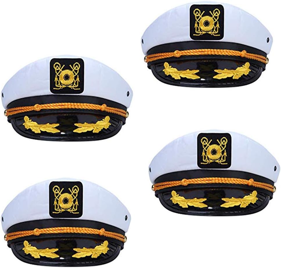 dodowin Captain Hat Sailor Hat for Women Boating Captain Hat for Men for Party White