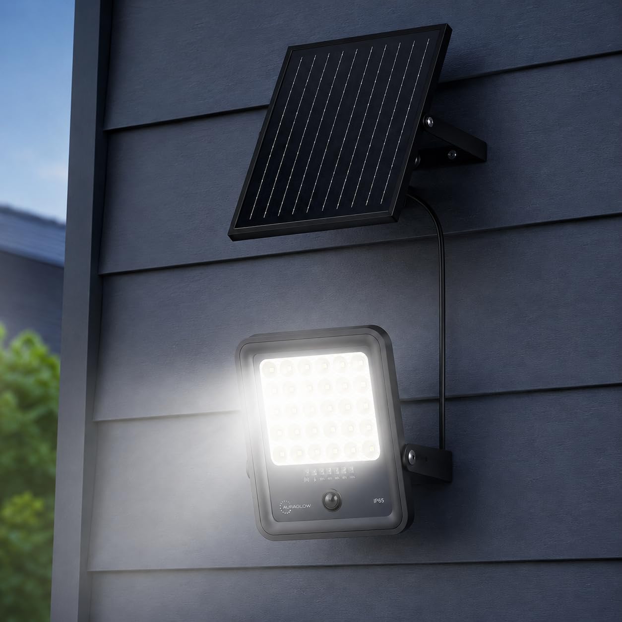 Auraglow Solar Security Floodlight 1500 Lumen with Remote and PIR