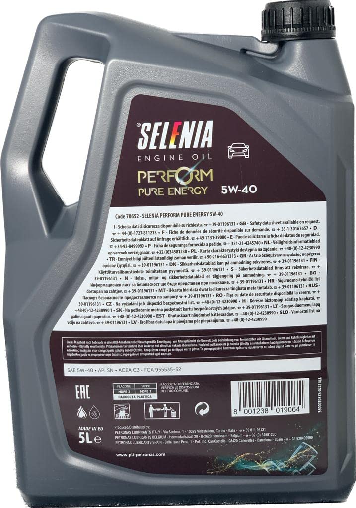 Aceite Motor Selenia PERFORM PURE ENERGY 5W-40, 5 litros