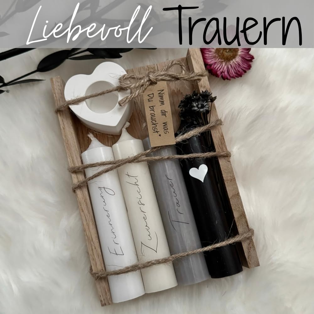 Trauergeschenk - Nimm dir was du brauchst Kerzen -Trost Geschenk - Trauerkerze - Beerdigung - Andenken an Verstorbene - Erinnerungslicht - Trockenblumen - Trauergeschenke von Herzen
