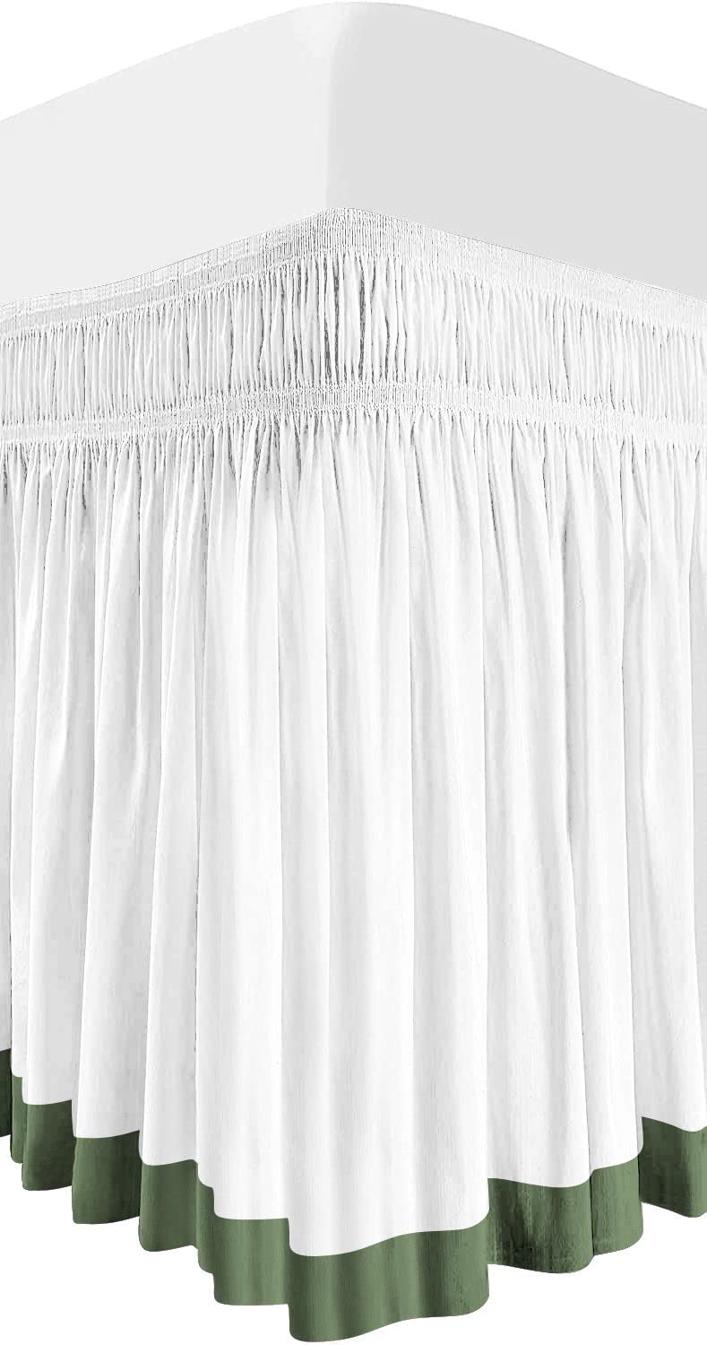 Tow Tone Wrap Around Dorm Room Bed Skirt with Three Side Coverage in Split Corner 1000 Thread Count