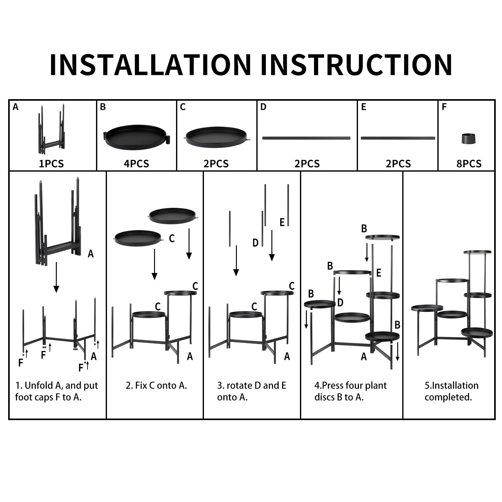 lalago Estanteria para Plantas, 6 Niveles Ø25cm Soporte Macetas Interior, Redonda Jardinera en negro, Soporte para Plantas para Interiores y Exteriores, Maceteros Decorativos para Esquina,Balcón
