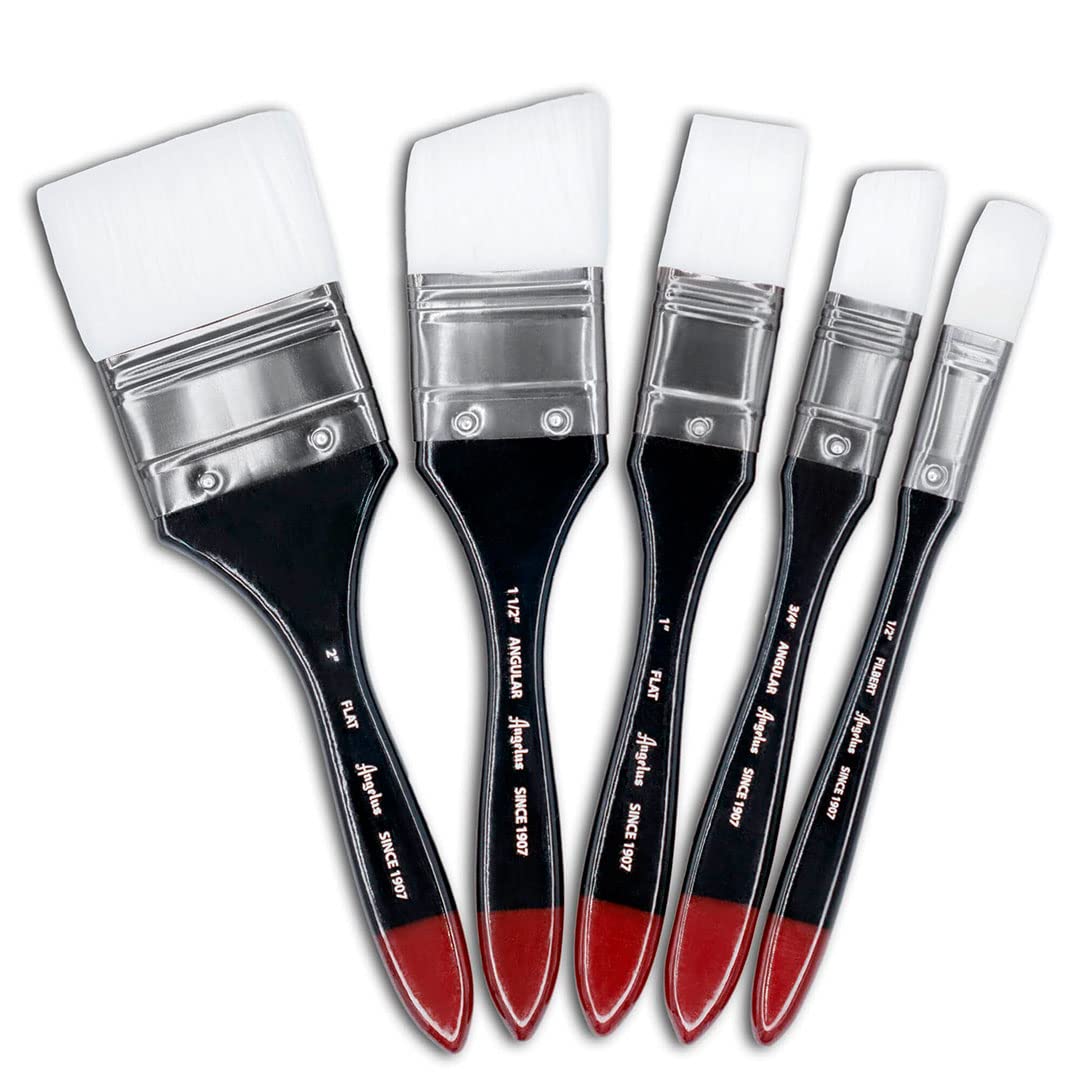 Pinceaux Angelus polyvalents lot de 5 pour peindre sans trace sur toile