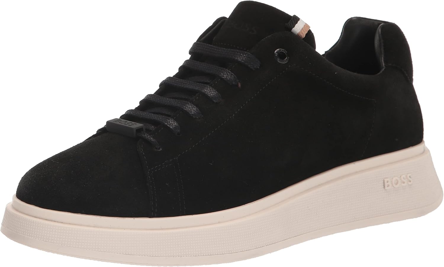 BOSS Men's Suede Sneakers with Rubber Sole, Galaxy Black, 10