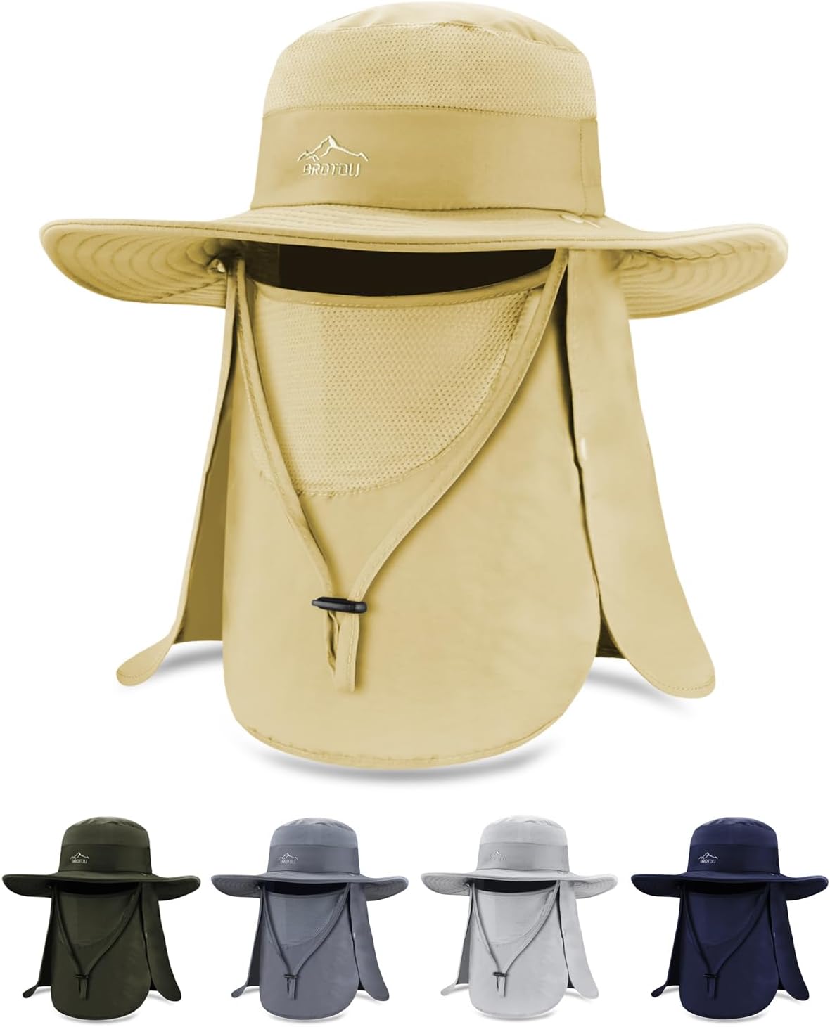 BROTOU Sun Cap Fishing Hats, UPF 50+ Wide Brim Outdoor Protection Hat, Sun Hat with Face & Neck Flap Cover for Men and Women - Amazon product rated Grade A