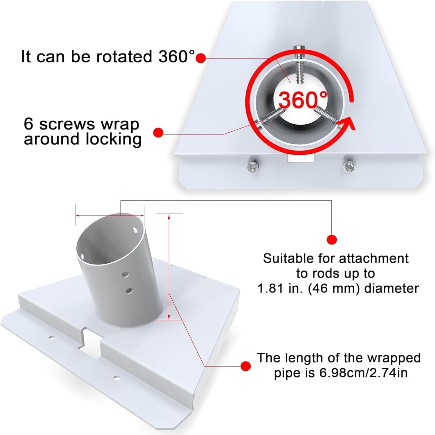 Gen3スタンドポール49mm/2インチマウントセットプレート屋根防風パイプアダプターマウントキットのパイプアダプターマウント
