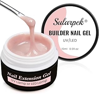Gel Construction Ongle UV, 15 ML Builder Gel, Base Gel UV Ongles, Gel de Construction Ongle pour Renforcement, Extension et Nail Art Manucure DIY(Milky Rose)