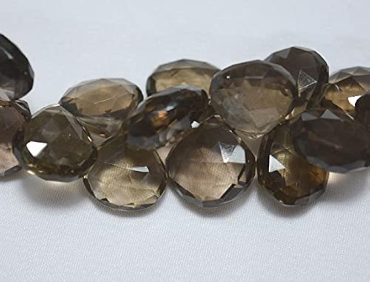 Quartz fumé perles cœur 12-14mm gemme briolette pour fil à bijoux