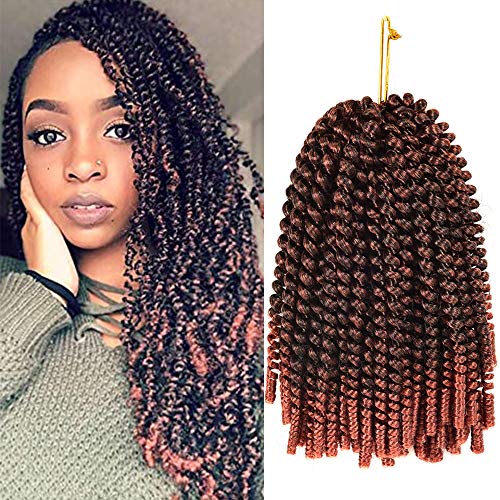 3 Pack Spring Twist Ombre Colors Crochet Braids Synthetic Braiding Hair Extensions Low Temperature Fiber (8''3Packs,T350)