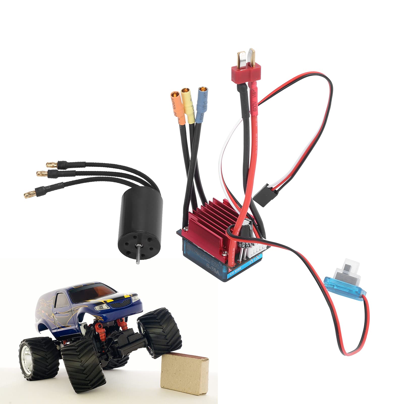 Juego de Motor RC y ESC, proteccin contra prdida de seal del Acelerador Motor RC 4500KV con Funcionamiento Suave de 35A ESC para Coche Modelo 1/16 1/18