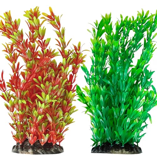 Vivifying Künstliche Aquarium-Pflanzen, 2 Stück 25cm Groß Plastik-Pflanze für Fisch-Tanks