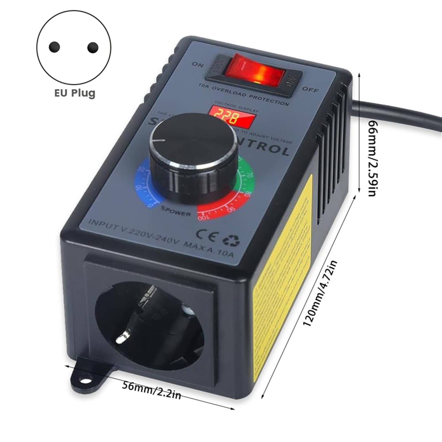 3X Drehzahlregler 230 V, Frequenzumrichter 230 V, Motorspannungsregler AC 220 V 10 A Höchstleistung 4000 W, EU-Stecker