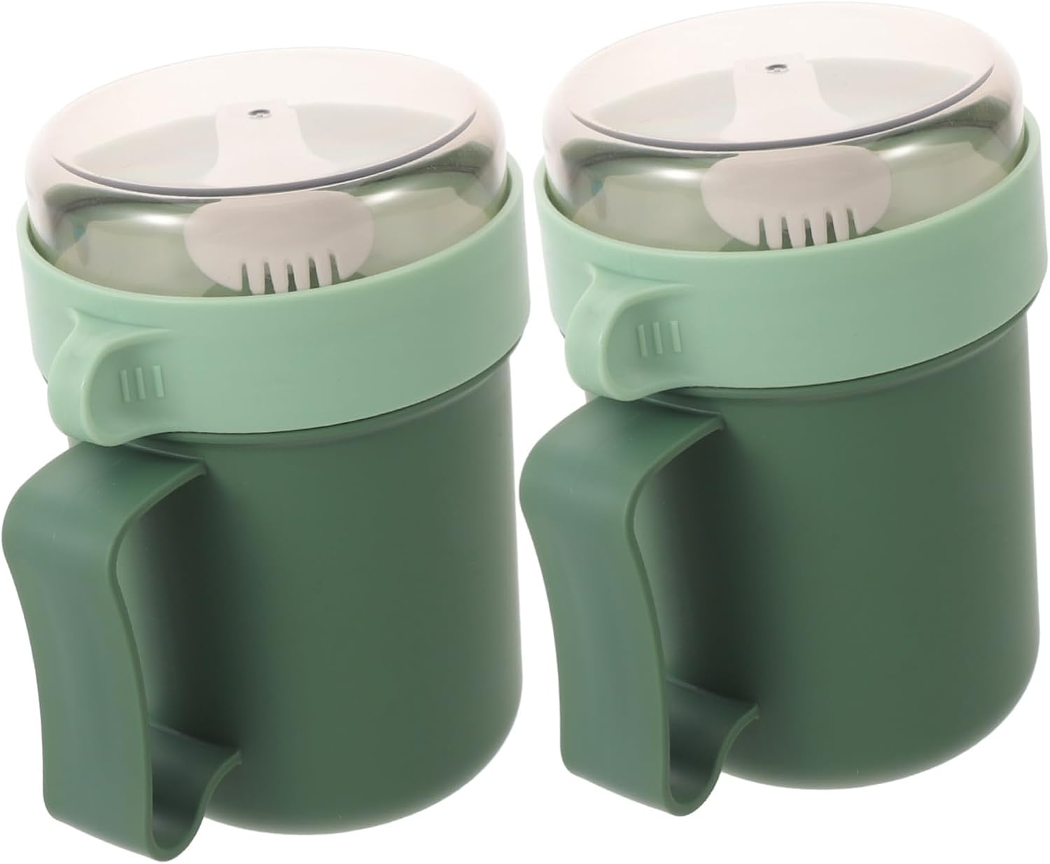 2pcs Microwaveable Milk Cereal Cups with Lids and Spoons, Heat-resistant Portable Pp Bowls for Office and Quick Meals, Green Microwave Cups for Beverages and Cereals