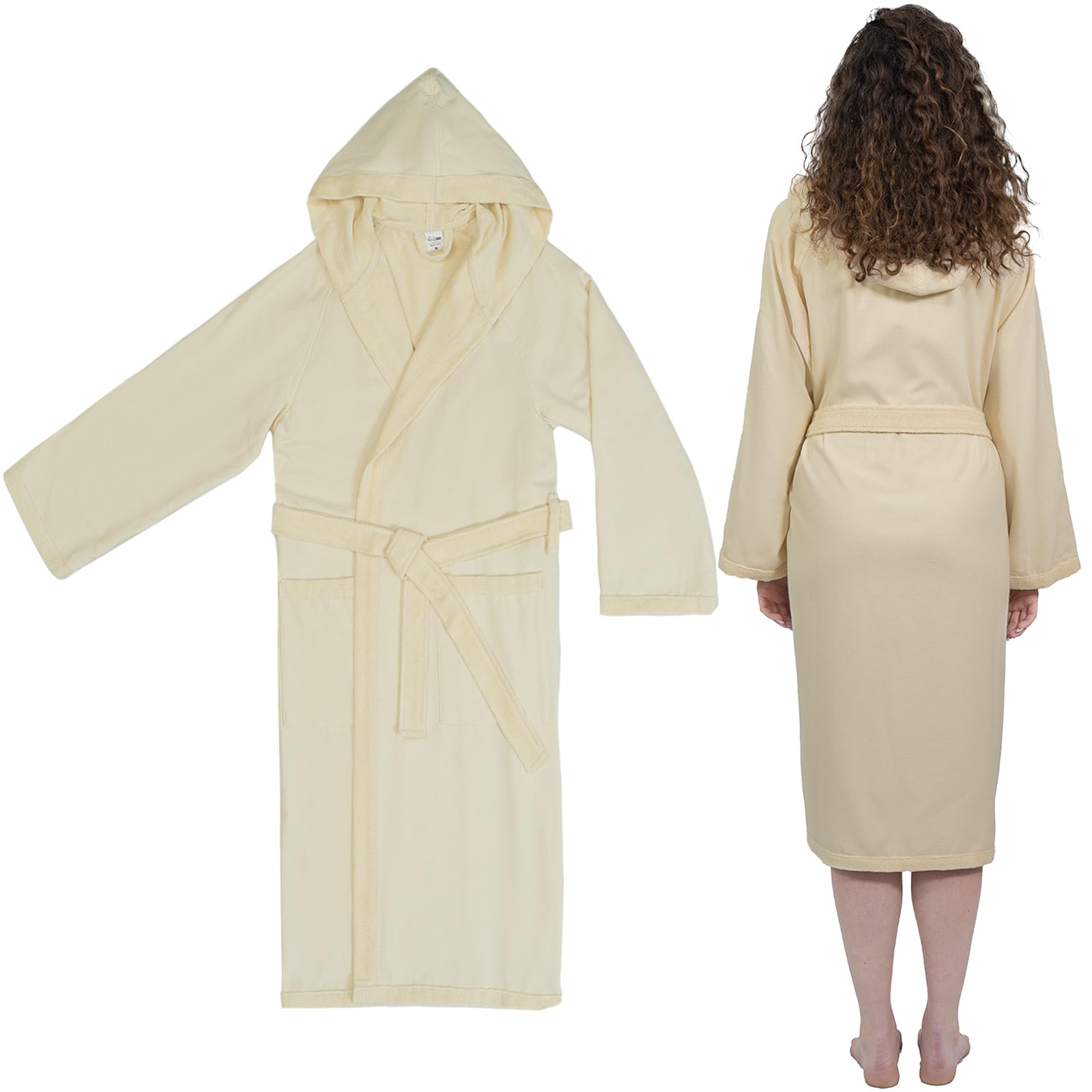 runico Accappatoio Donna Cappuccio - Design e Fabbricazione Italiana, 100% Cotone, Ultra Sottile, Super Assorbente, Anti-Pilling, con 2 Asciugamani Inclusi……