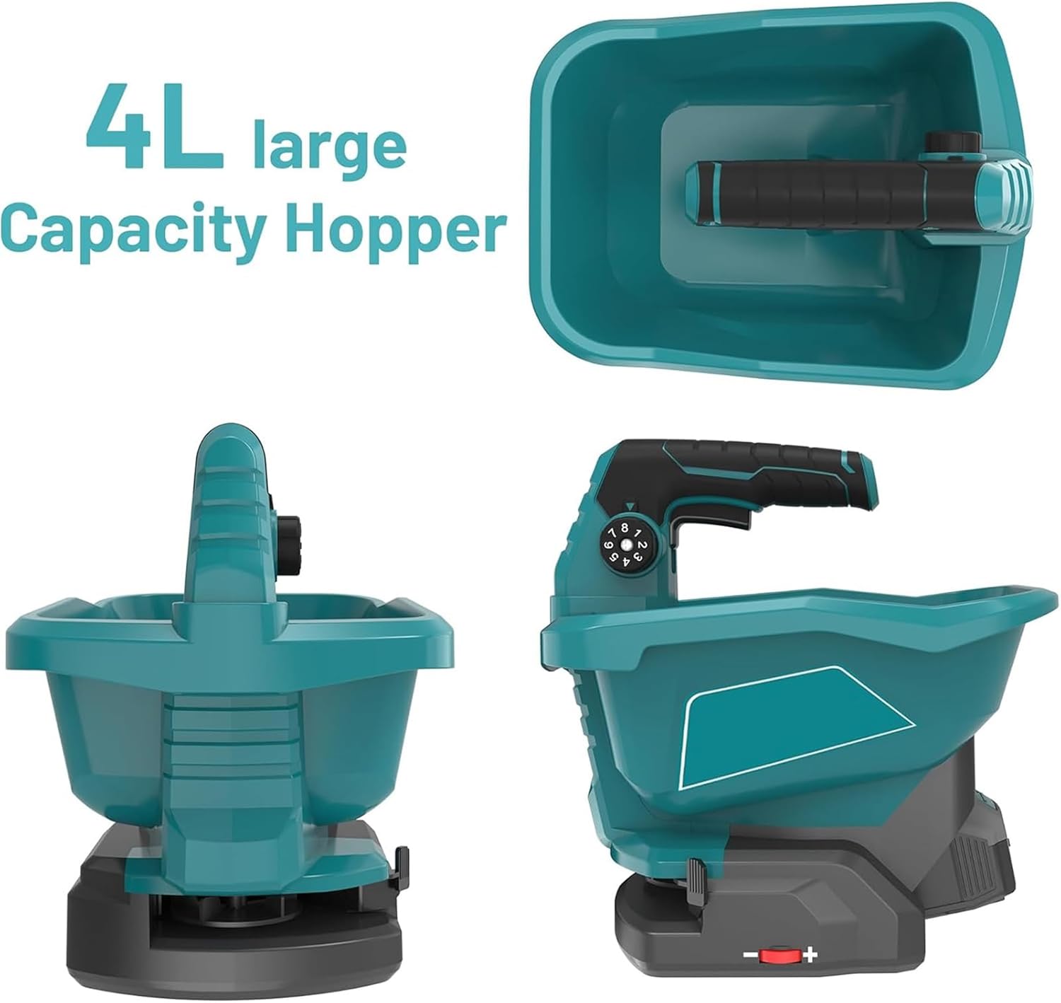 Electric Spreaders for Lawns and Garden 4l Large Capacity 8 Precisions Setting 6 Spreading Angles Light Weight Seeder