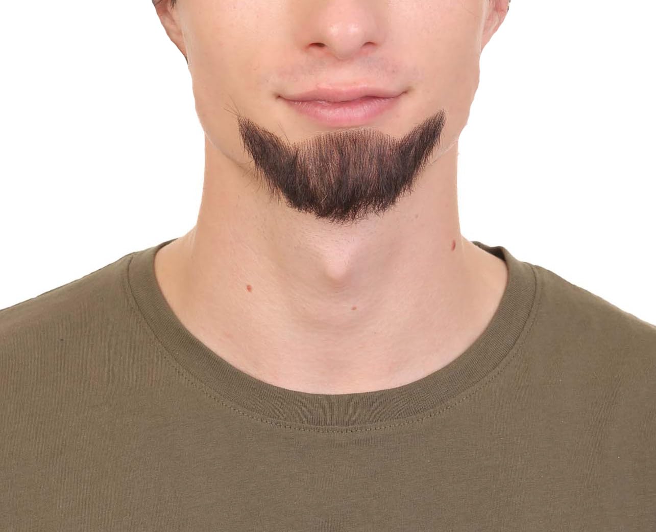 HPO Men's Fake Goatee Beard with Human Hair Look Novelty Facial Accessory, Black