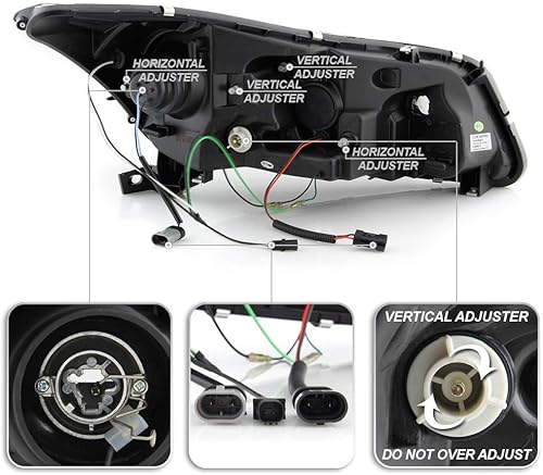 Miniatura 3 de ACANII - Para 2008-2012 Honda Accord 4Dr Sedan LED DRL Halo Negro Carcasa Proyector Faros Faros Faros Par Izquierdo+Derecho
