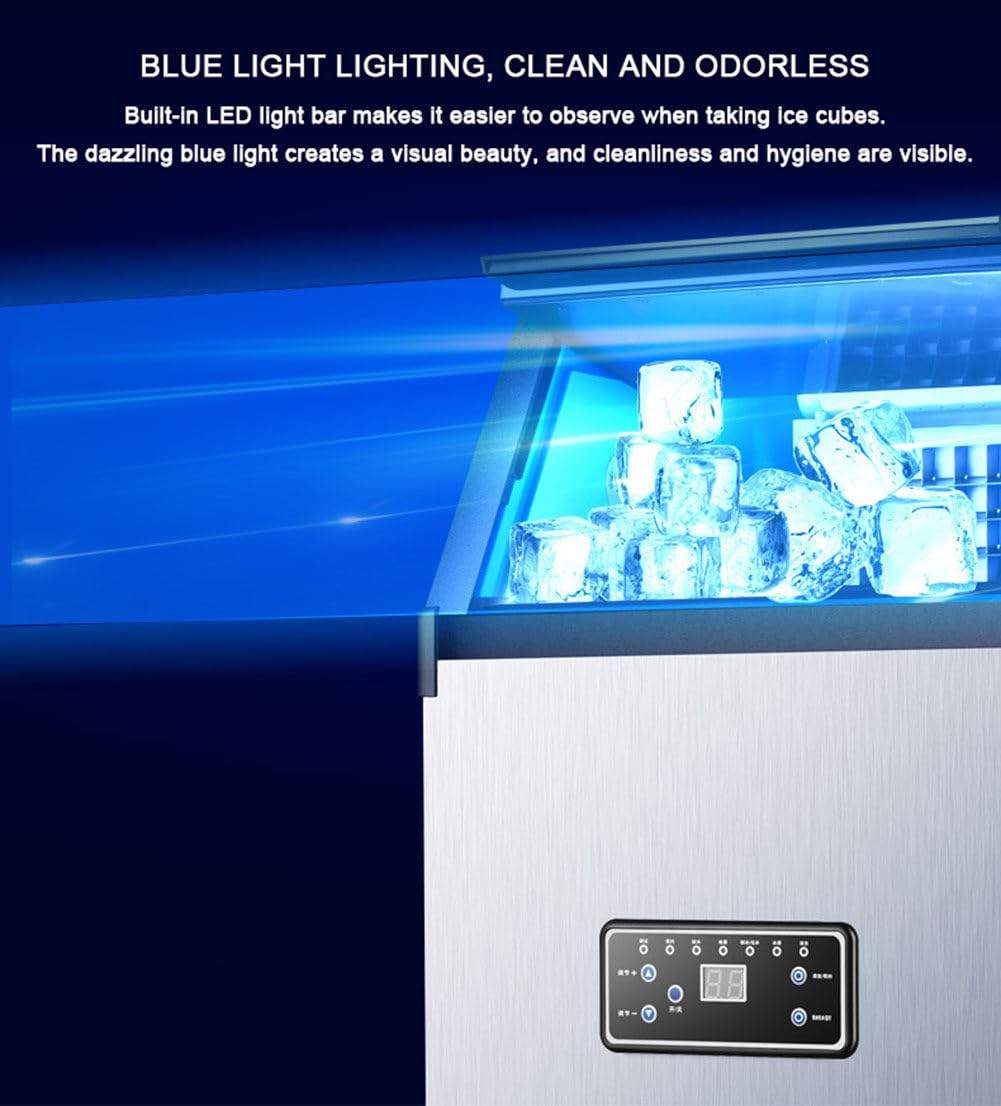 Maquina de Hielo Profesional,Producción Diaria 60kg,Capacidad de Almacenamiento 11.5kg,Autolimpiante máquina de Hacer Hielo para casa con Filtro Incluido y Pala para Hielo