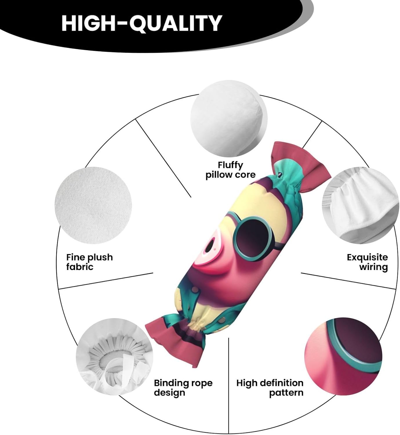 Cute Pig Print Candy Cylindrical Comfortable Pillow Throw Pillows Home Decor Easy Maintenance