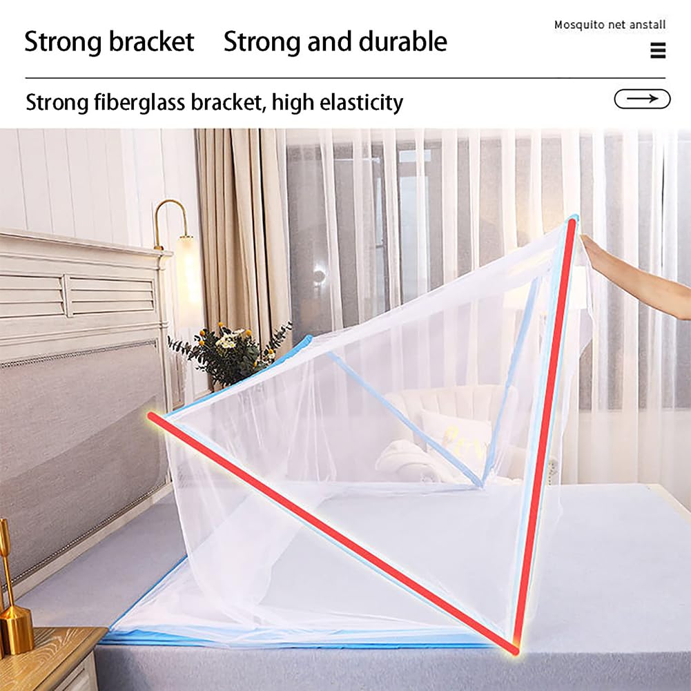 Moustiquaire Pliable Lit 2 Places, Portable de Voyage Moustiquaire, Camping Mosquito Rideau, Installation Facile, Maille Fine, pour Chambre à Coucher, Camping, 190 x 160 x 80 cm
