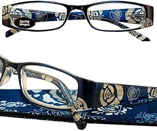 ICU Teal Blue Roses Reading Glasses Spring Temple Hinges With Soft Case (+1.25)
