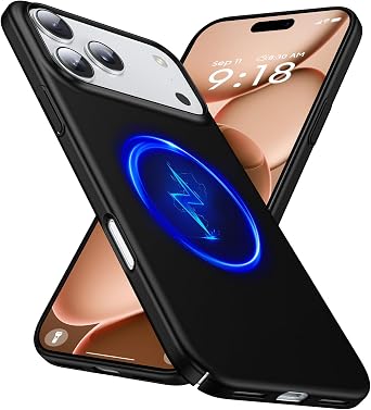 GRECAZO Magnetic Ultra Thin Frosted Designed for iPhone 17 Pro Max Phone Case 6.9 inch2025 Slim Minimalist Lightweight Matte Hard PC Compatible with MagSafe Cover Protective Bumper Case-Black