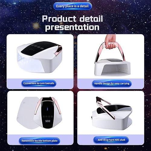 Miniatura 8 de Lámpara secadora de uñas profesional inalámbrica recargable LED UV de 96 W, luz de curado de esmalte de gel con 4 ajustes de temporizador, pantalla
