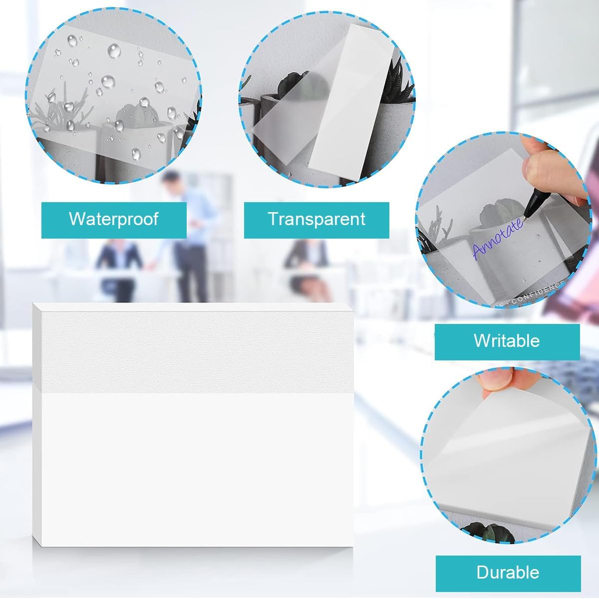 UCRAVO Sticky Notes - 400 Sheets Clear Self-Adhesive -8 UCRAVO Sticky Notes - 400 Sheets Clear Self-Adhesive -8