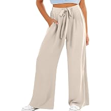 Betadog Girls Wide Leg Pants Elastic High Waisted Knit Casual Palazzo Pants Trousers with Pockets Cargo Work