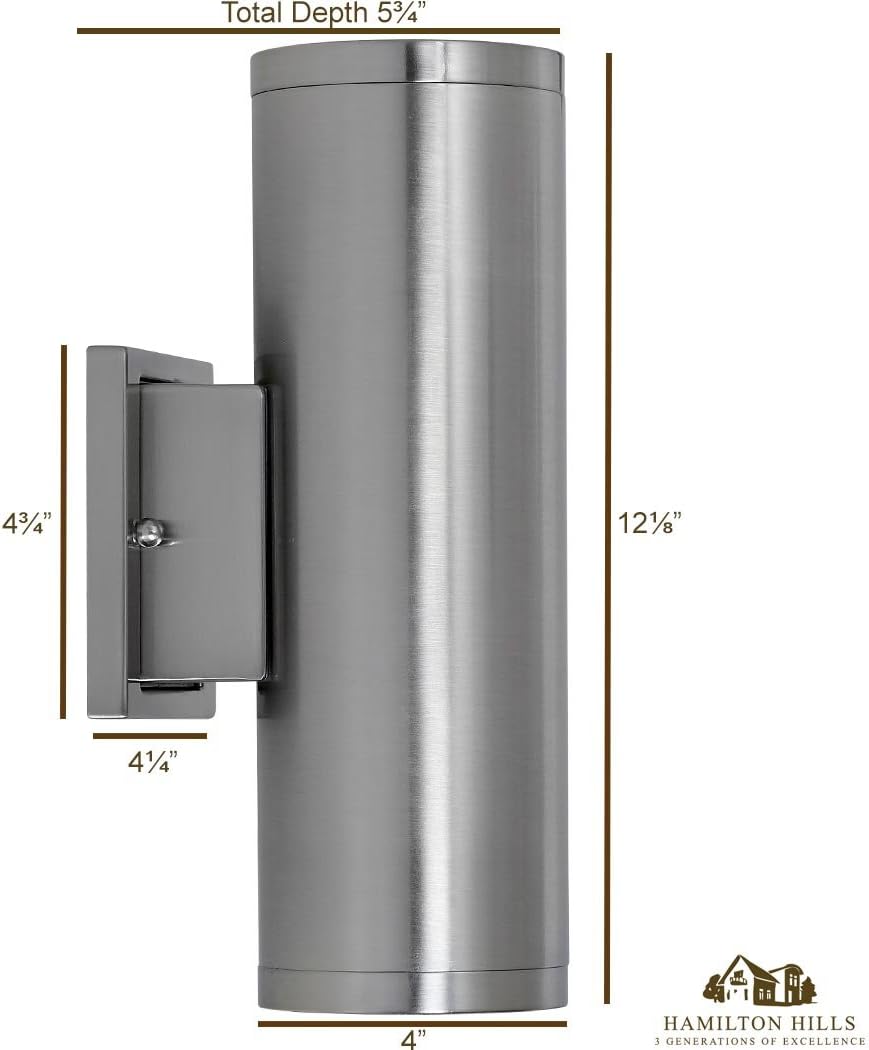 Blасk Frіdау - 50% оƒƒ Hamilton Hills Dual Upward and Downward Outdoor Modern Cylindrical LED Wall Light | 12 Brushed Nickel Finish Waterproof Exterior Integrated Lighting 3000K with No Bulbs Required